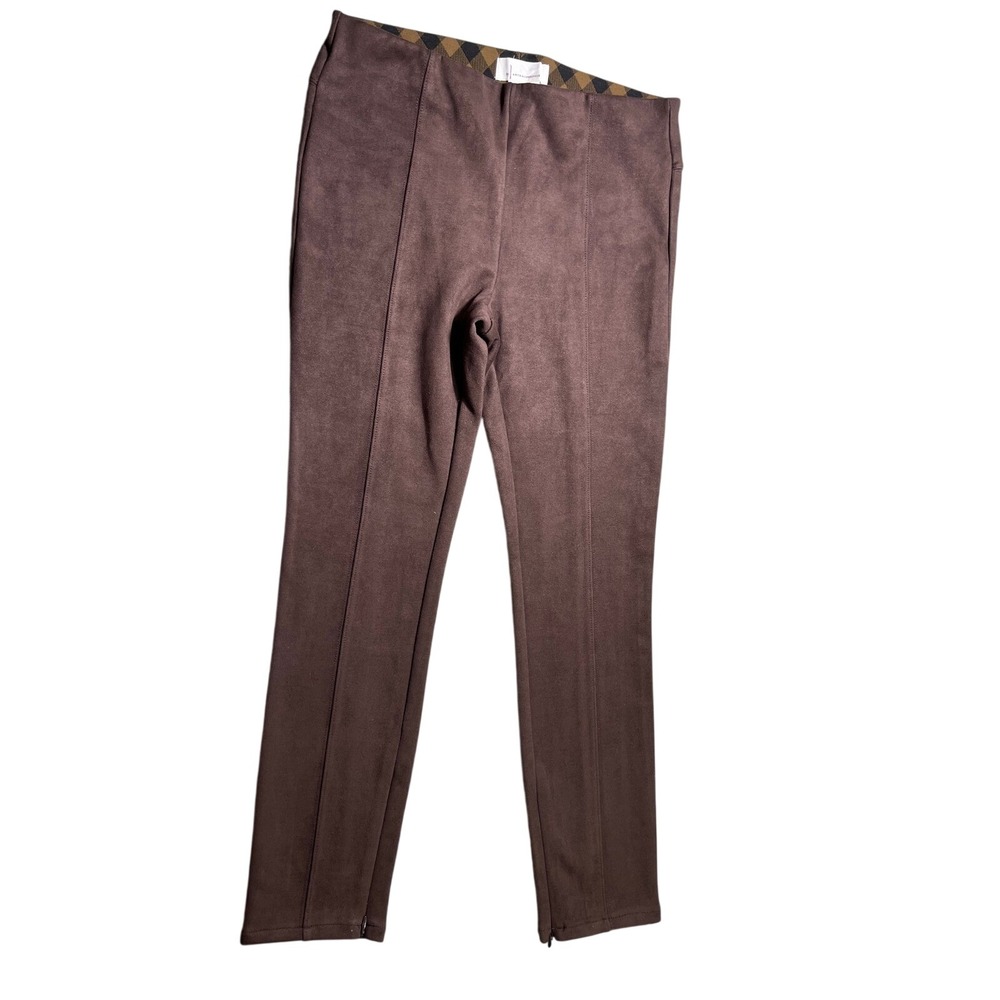 Anthropologie Size 30 Faux Suede Leggings Brown Pull On Ankle Zip Pants